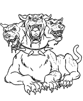 coloriage cerbere a 3 tetes